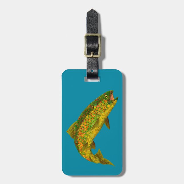 Aspen Leaf Rainbow Trout 3 Luggage Tag (Front Vertical)