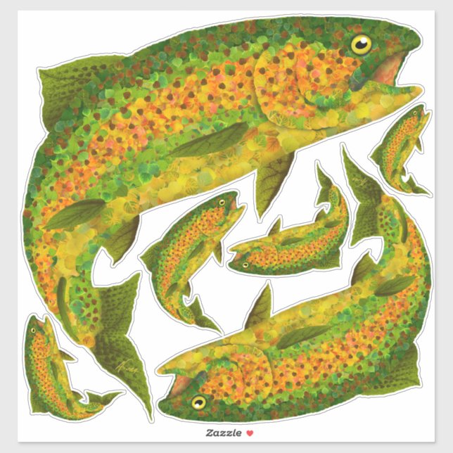 Aspen Leaf Rainbow Trout 4 (Sheet)