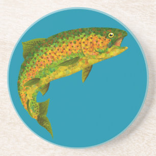 Aspen Leaf Rainbow Trout 4 Coaster