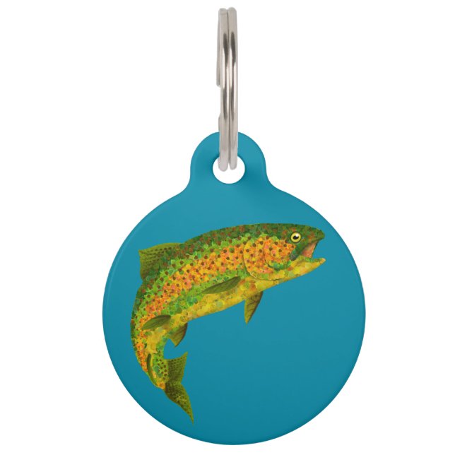 Aspen Leaf Rainbow Trout 4 Pet Tag (Front)