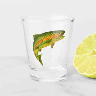 Aspen Leaf Rainbow Trout 4 Shot Glass