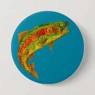 Aspen Leaf Rainbow Trout 5 3 Inch Round Button