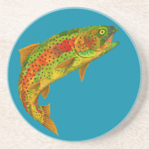 Aspen Leaf Rainbow Trout 5 Coaster
