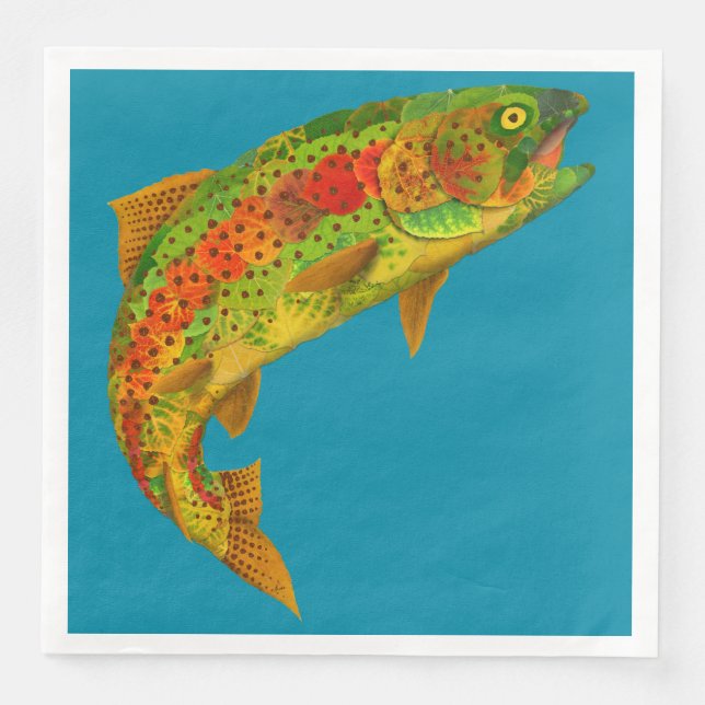 Aspen Leaf Rainbow Trout 5 Napkin (Front)