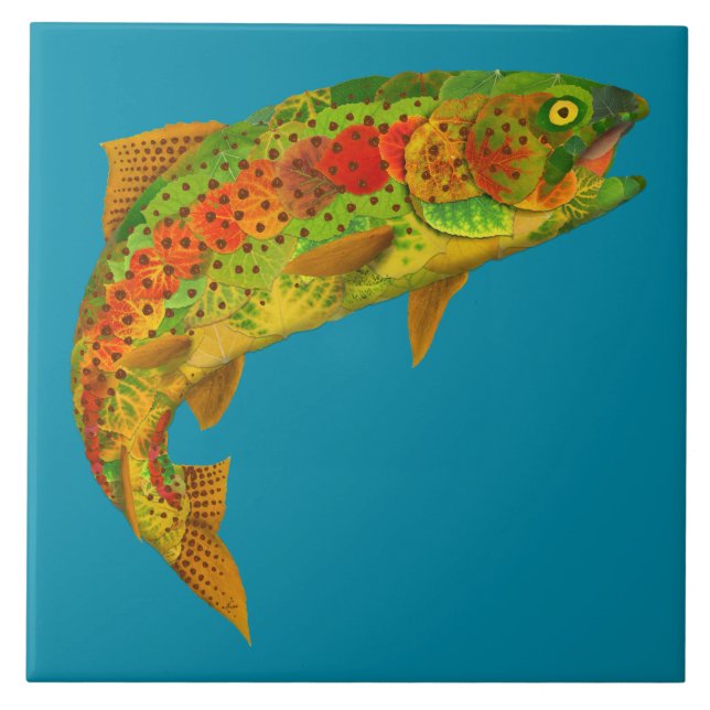 Aspen Leaf Rainbow Trout 5 Tile (Front)