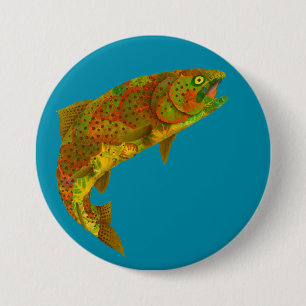 Aspen Leaf Rainbow Trout 6 3 Inch Round Button