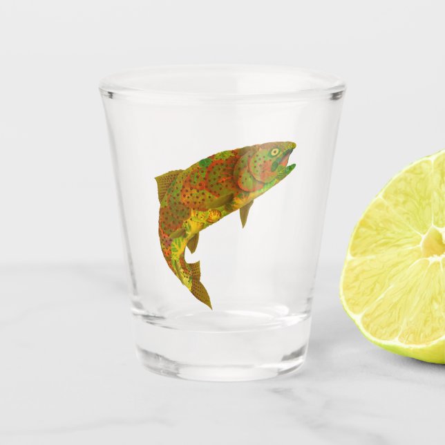 Aspen Leaf Rainbow Trout 6 Shot Glass (Front)