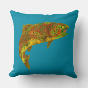 Aspen Leaf Rainbow Trout 6 Throw Pillow