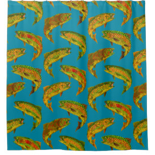 Aspen Leaf Rainbow Trout Seamless Pattern 2018