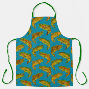 Aspen Leaf Rainbow Trout Seamless Pattern 2018 Apron
