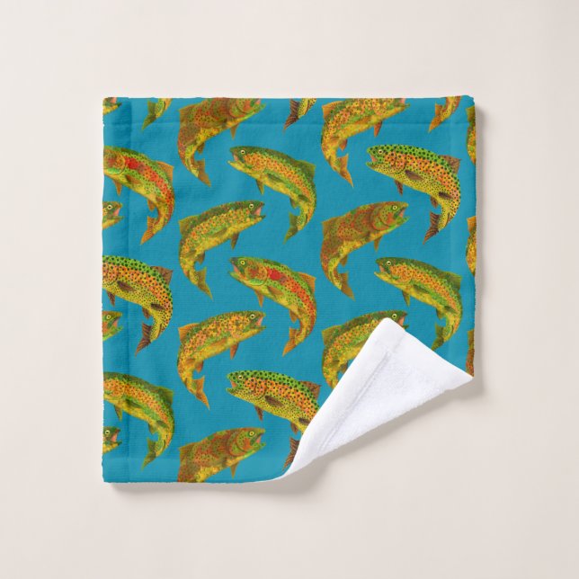 Aspen Leaf Rainbow Trout Seamless Pattern 2018 Bath Towel Set (Wash Cloth)