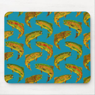 Aspen Leaf Rainbow Trout Seamless Pattern 2018 Mouse Pad