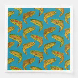 Aspen Leaf Rainbow Trout Seamless Pattern 2018 Napkin