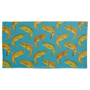 Aspen Leaf Rainbow Trout Seamless Pattern 2018 Pillowcase