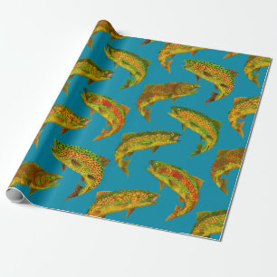 Aspen Leaf Rainbow Trout Seamless Pattern 2018 Wrapping Paper
