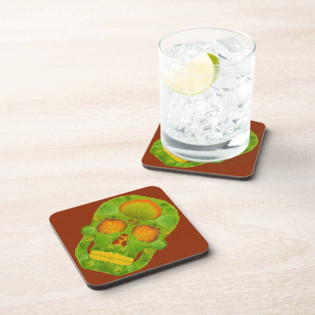 Aspen Leaf Skull 10 Coaster (Right Side)