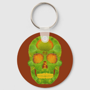 Aspen Leaf Skull 10 Keychain