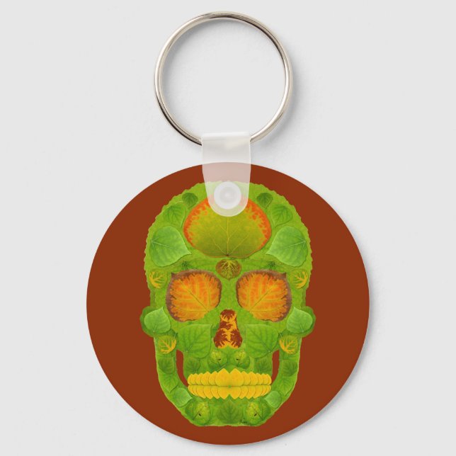Aspen Leaf Skull 10 Keychain (Front)