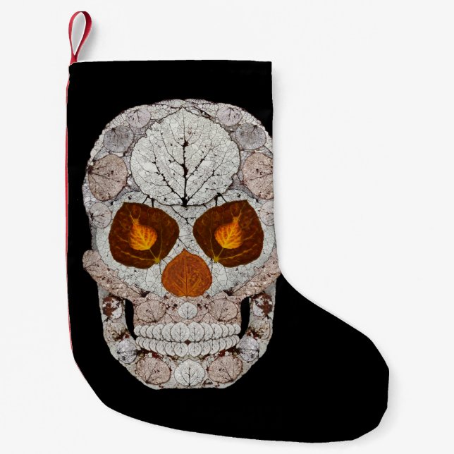 Aspen Leaf Skull 11 Small Christmas Stocking (Front)
