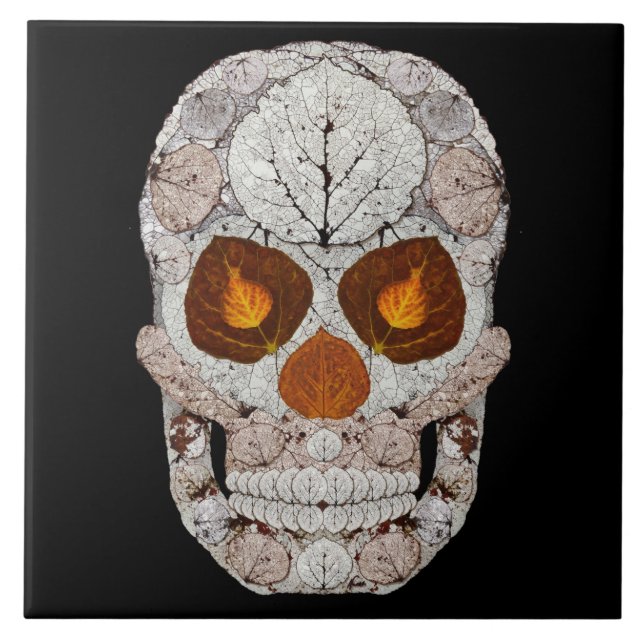 Aspen Leaf Skull 11 Tile (Front)