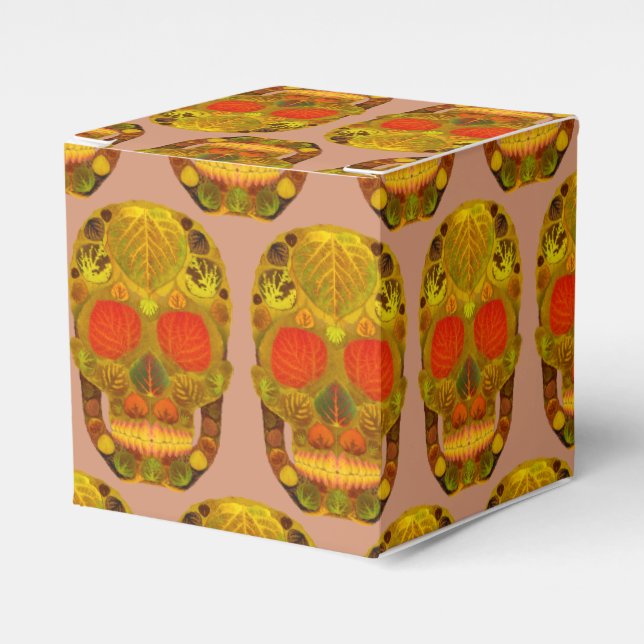 Aspen Leaf Skull 12 Favor Box (Front Side)