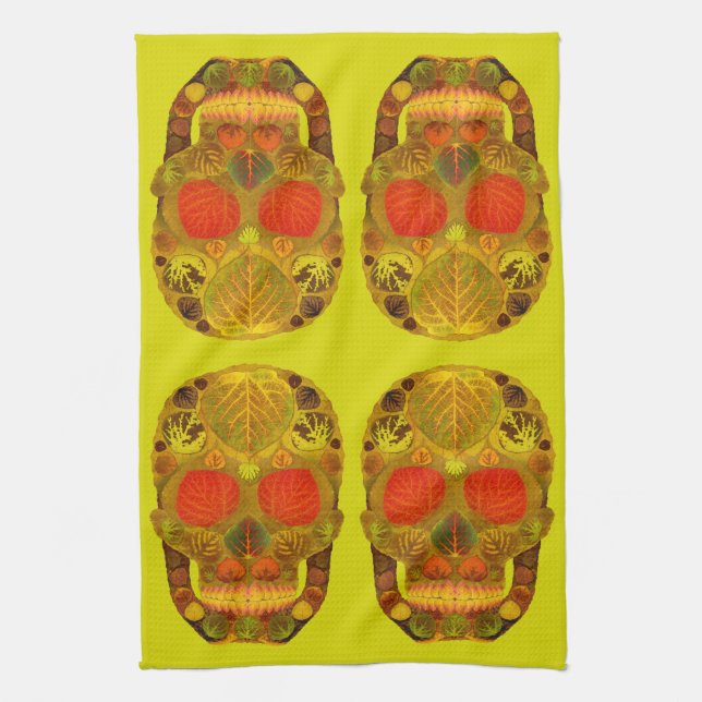 Aspen Leaf Skull 12 Kitchen Towel (Vertical)