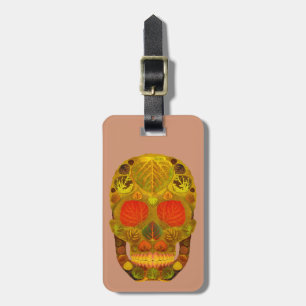 Aspen Leaf Skull 12 Luggage Tag