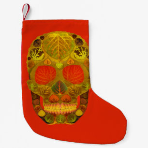 Aspen Leaf Skull 12 Small Christmas Stocking