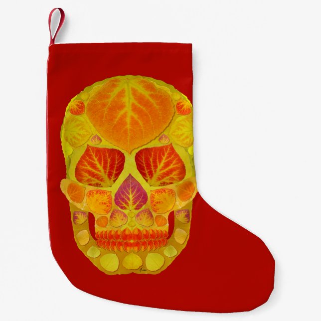 Aspen Leaf Skull 13 Small Christmas Stocking (Front)