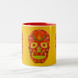 Aspen Leaf Skull 16 Two-Tone Coffee Mug