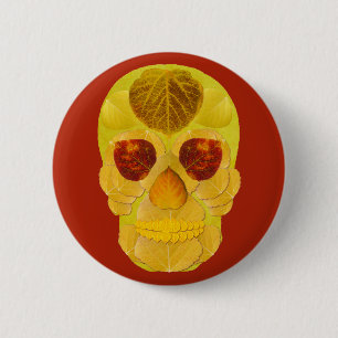 Aspen Leaf Skull 1 2 Inch Round Button