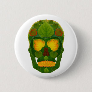 Aspen Leaf Skull 9 2 Inch Round Button