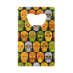 Aspen Leaf Skulls seamless pattern 2018 Credit Card Bottle Opener