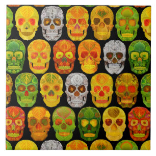 Aspen Leaf Skulls seamless pattern 2018 Tile