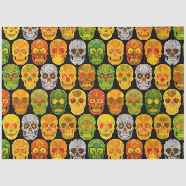 Aspen Leaf Skulls seamless pattern 2018 Tissue Paper (Front)