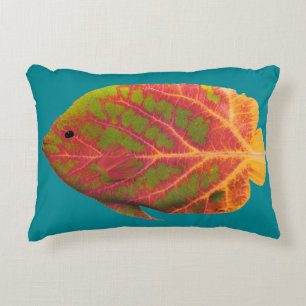 Aspen Leaf Tropical Fish 1 Accent Pillow