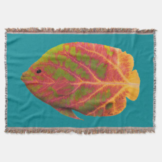 Aspen Leaf Tropical Fish 1 Throw Blanket