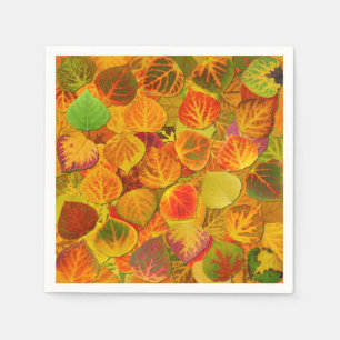 Aspen Leaves Collage Solid Medley 1 Napkin