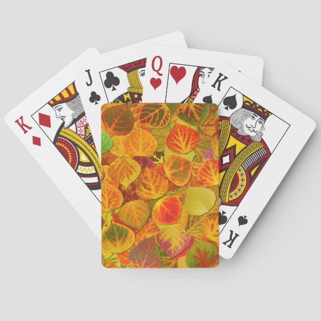 Aspen Leaves Collage Solid Medley 1 Playing Cards (Back)