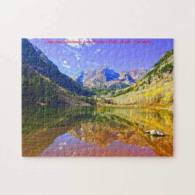 Aspen Maroon Bells Colorado. Christmas Greetings Jigsaw Puzzle (Horizontal)