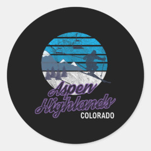 Aspen S Colorado Usa Ski Resort Snowboarding Classic Round Sticker
