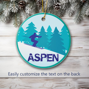 Aspen Ski Circle Personalized Ceramic Ornament