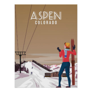Aspen Ski travel resort poster vintage