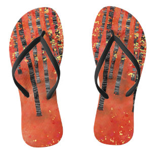 Aspen Tree Forest Abstract Red Landscape Flip Flops