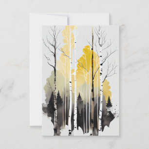 Aspen tree forest in winter thank you card