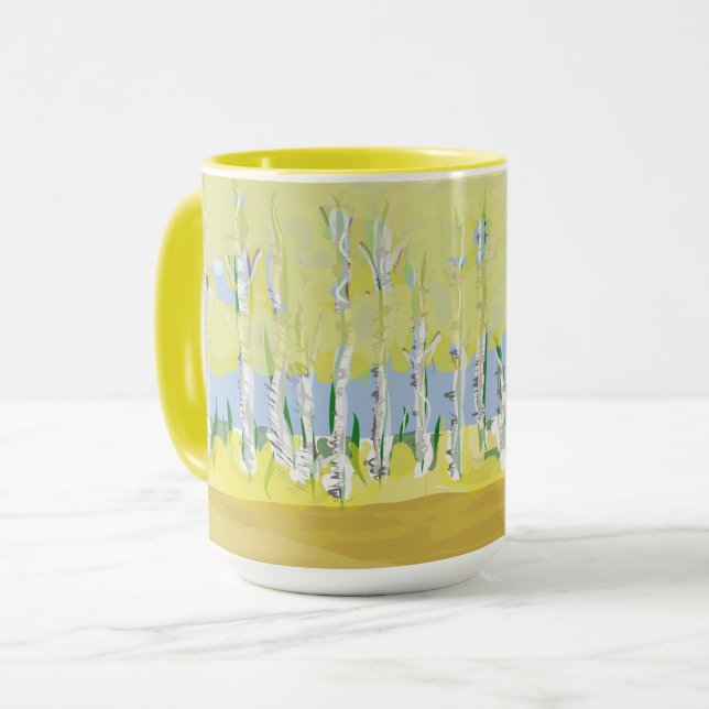 ASPEN Trees hand painted original coffee mug (Front Left)