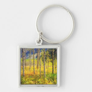 Aspen Trees in Autumn in the Rockies Keychain