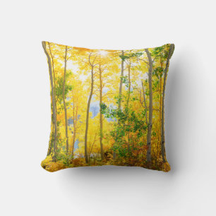 Aspen Trees In Fall Sierra Nevada Mountains, CA Throw Pillow