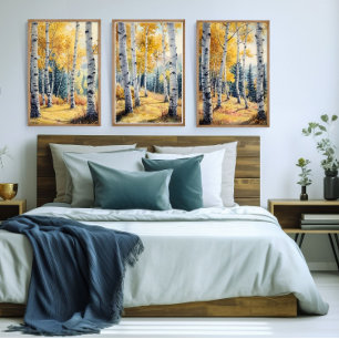 Aspen Trees Set of 3 Prints, Triptych, Watercolor