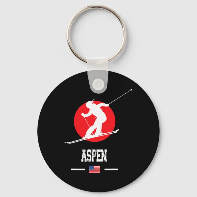 Aspen Usa Ski Resort Rocky Mountains American Skii Keychain (Front)